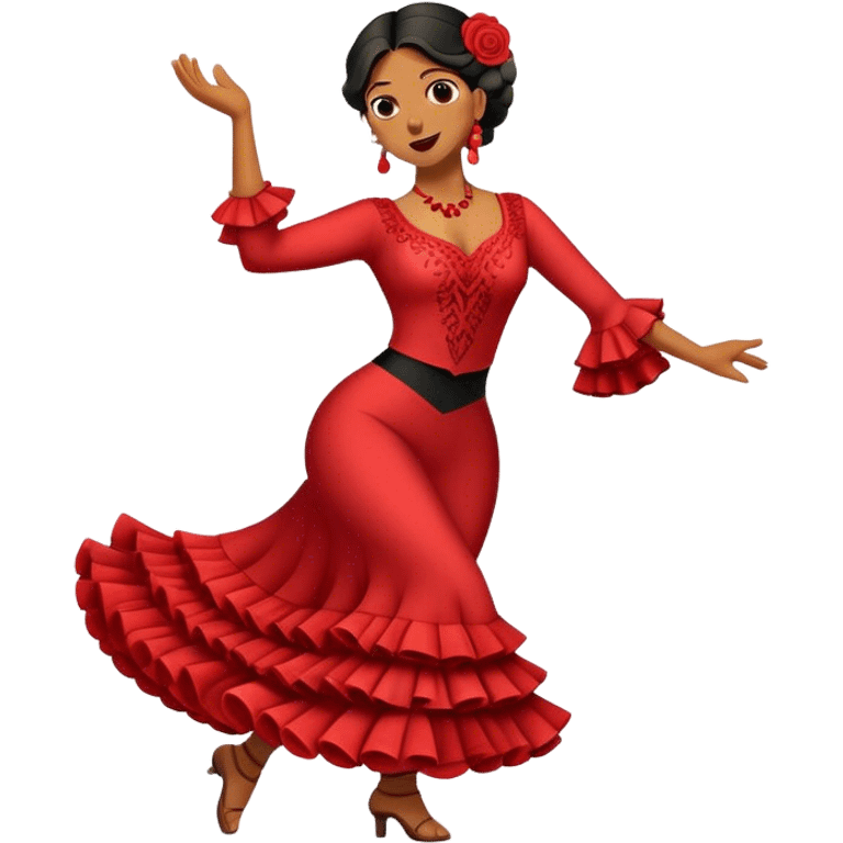 Cinematic Realistic Flamenco Pop Culture Emoji, featuring an expressive portrayal of traditional Spanish dance rendered with dynamic textures and passionate, vibrant lighting. emoji