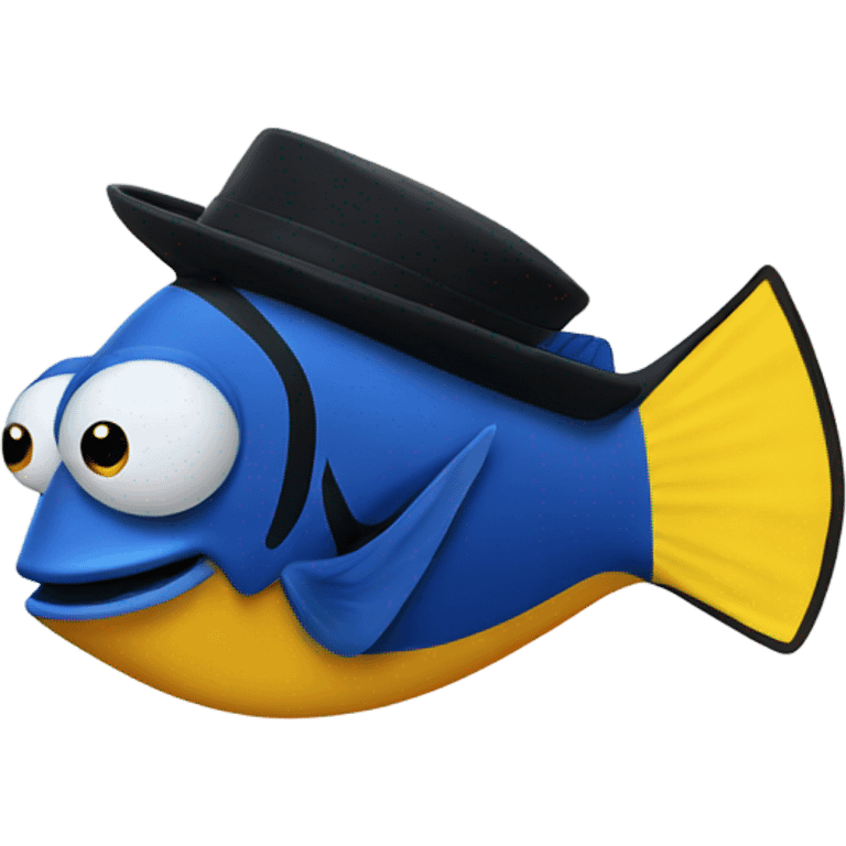 Dory with gloves and a hat emoji