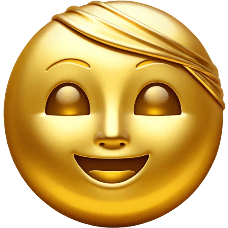 Cinematic Realistic Gold Emoji, Radiant and brilliant, with smooth, polished golden bars reflecting the light in stunning highlights. The soft, warm glow of the metal exudes luxury and elegance, catching every glimmer in the surrounding environment. Soft glowing outline, capturing the essence of wealth and timeless beauty in gleaming gold! emoji