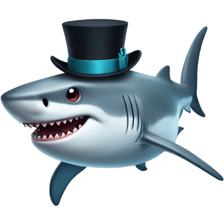 Shark with a top hat emoji