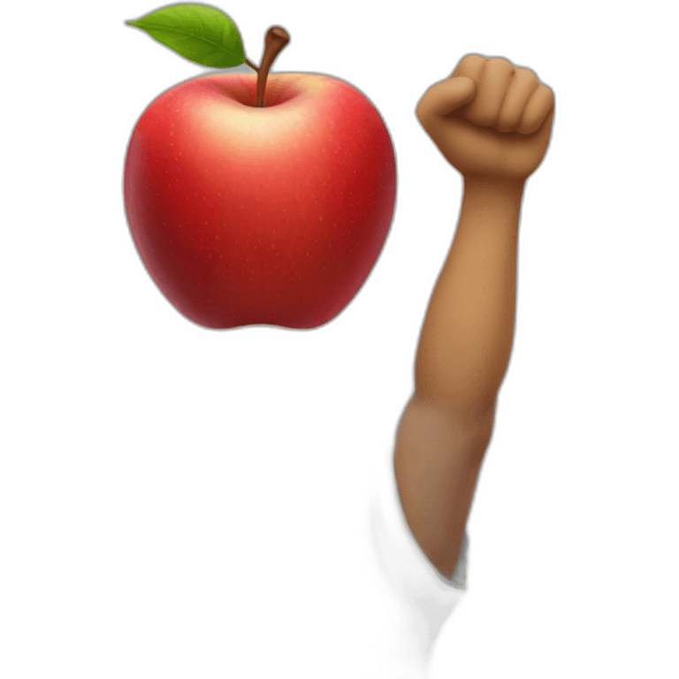 red apple raising arms emoji