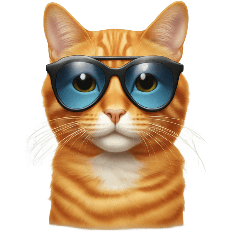 Orange cat in big fashion sun glasses emoji