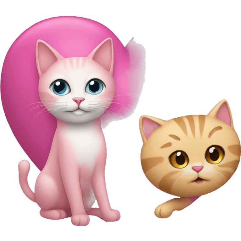 pink heart and cat emoji