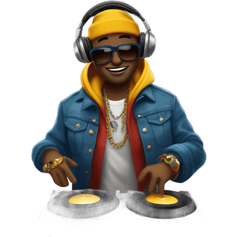 DJ in colorful night club emoji