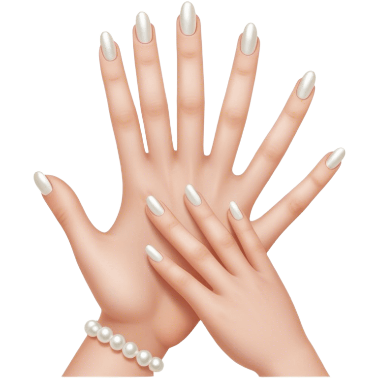 beautiful realistic female hand with five fingers with pearl manicure emoji