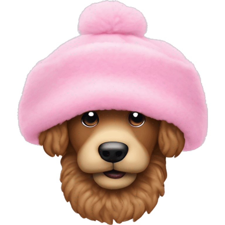 Einen Pudel der einen pinken Wintermantel trägt der weiße pomel vorne hat  emoji