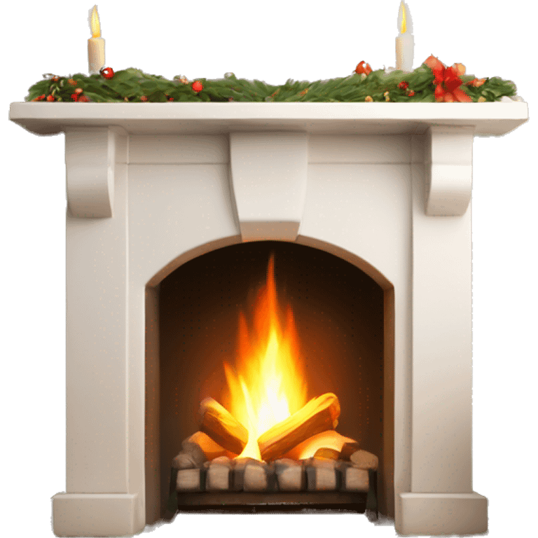 White asthetic clean Christmas fireplace  emoji