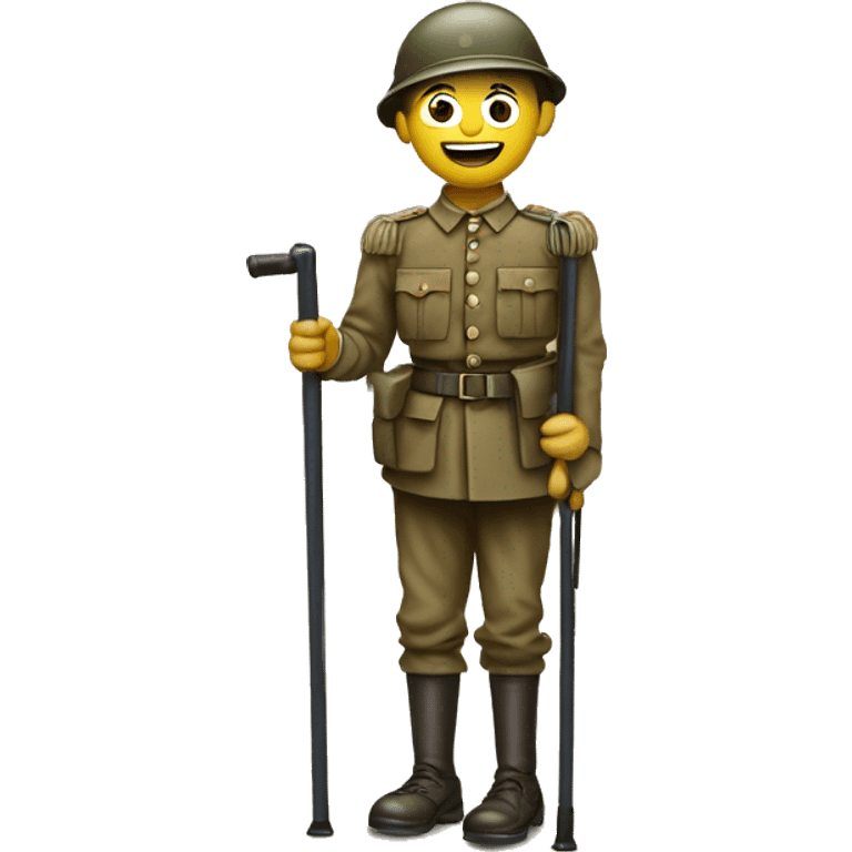 disabled ww1 soldie with amputation on crutches emoji