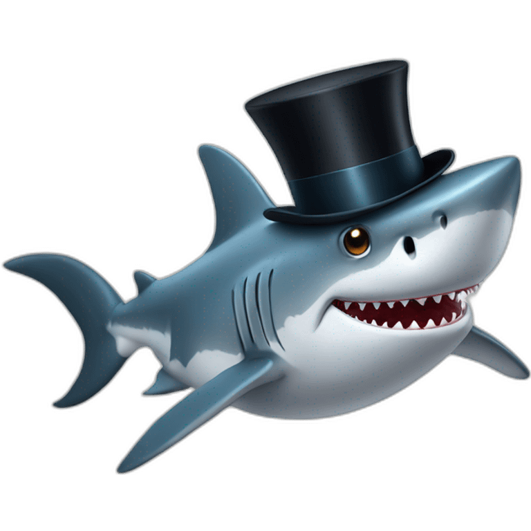 Shark with a top hat emoji