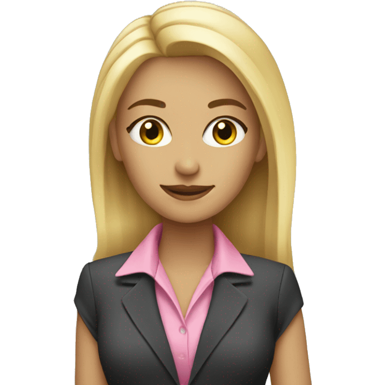 A business blonde girl wearing pink   emoji