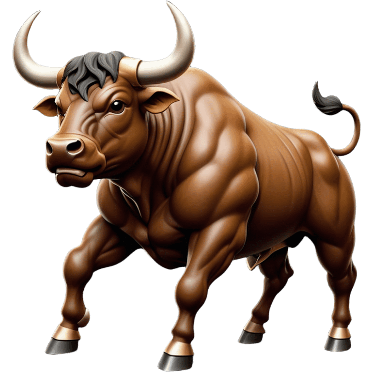 Cinematic Realistic depiction of a powerful Spanish charging bull, rendered with dynamic muscle definition and detailed, textured hide, set against a dramatic backdrop with intense, action-packed lighting emoji