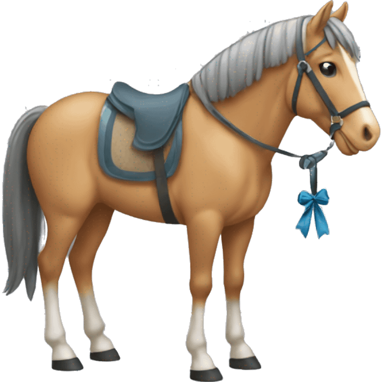 Horse with a pick bow emoji