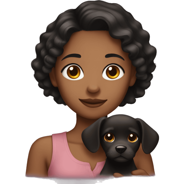 Black hair gurl with brown puppy emoji