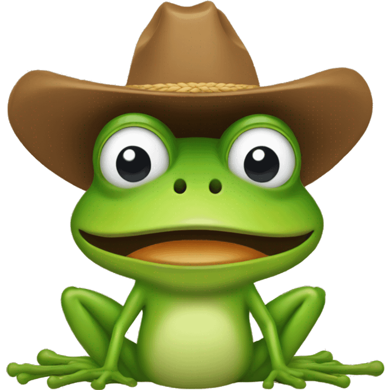 Frog with a cowboy hat and wheat in mouth  emoji