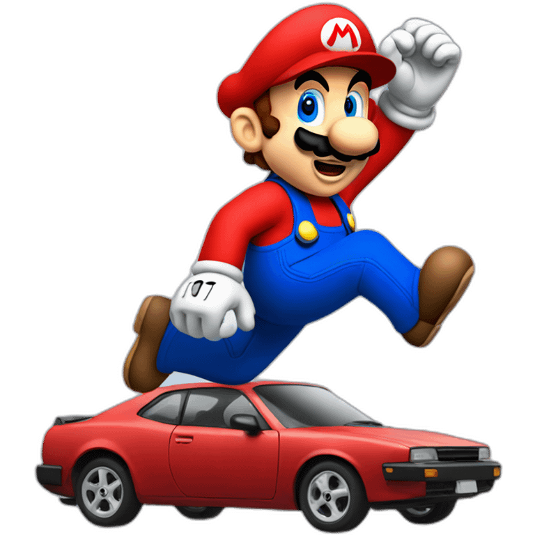 Mario jumping on car emoji