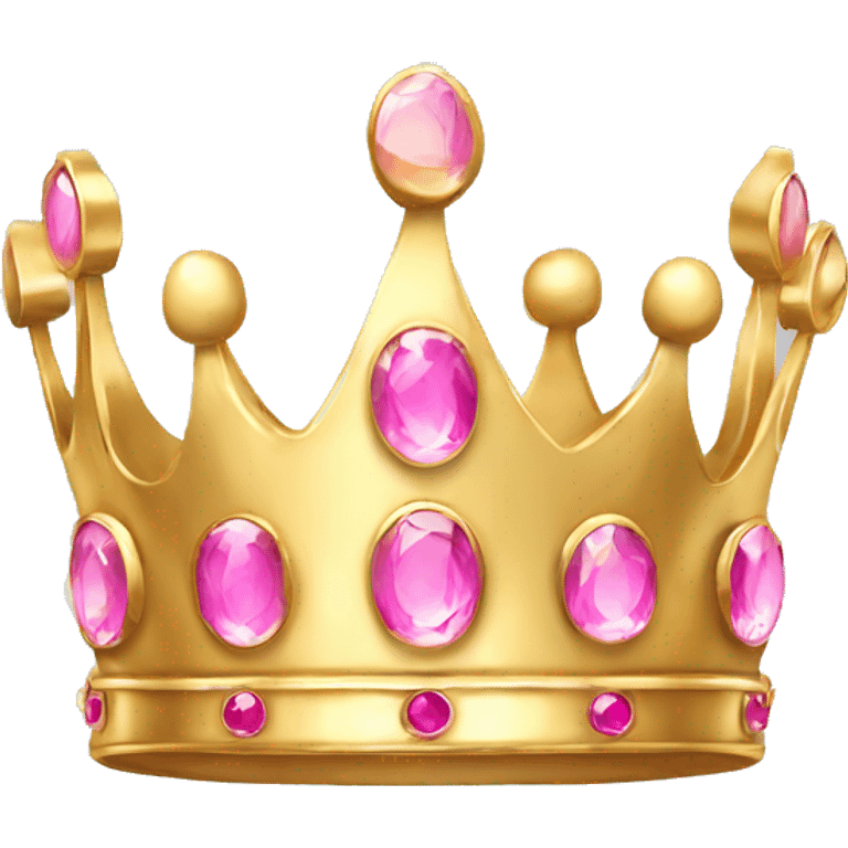 Simple gold queen crown with pink jewels emoji