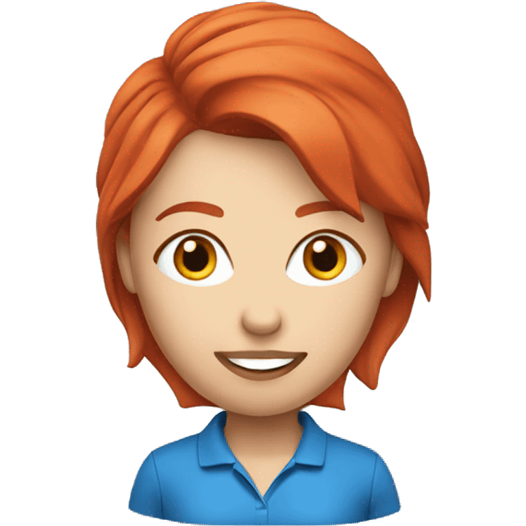 a female golf coach with red hair, blue shirt emoji