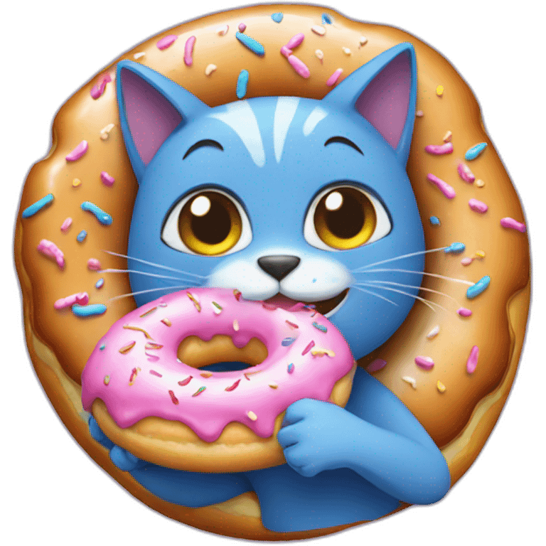 Blue cat eating a donut emoji