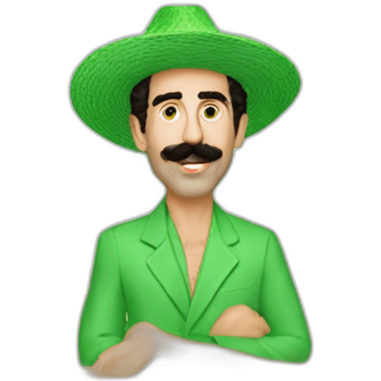 Borat on the beach in green emoji