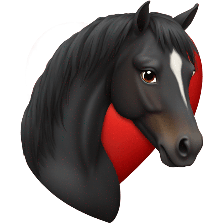 Black Horse centered within a red heart emoji