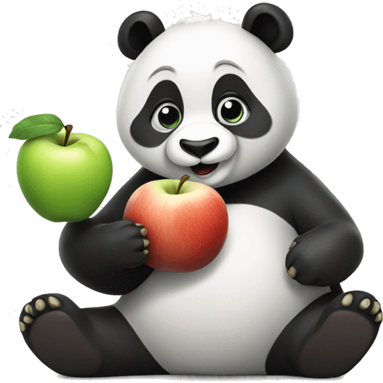 Un panda comiendo manzana  emoji