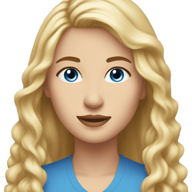 woman with long blonde hair and blue eyes next to woman with short dark blonde hair with brown eyes portrait  emoji