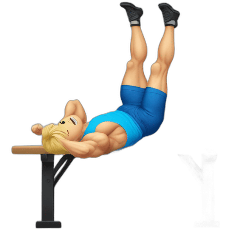 blond muscular man with a blue shirt doing a one arm handstand on a bar emoji