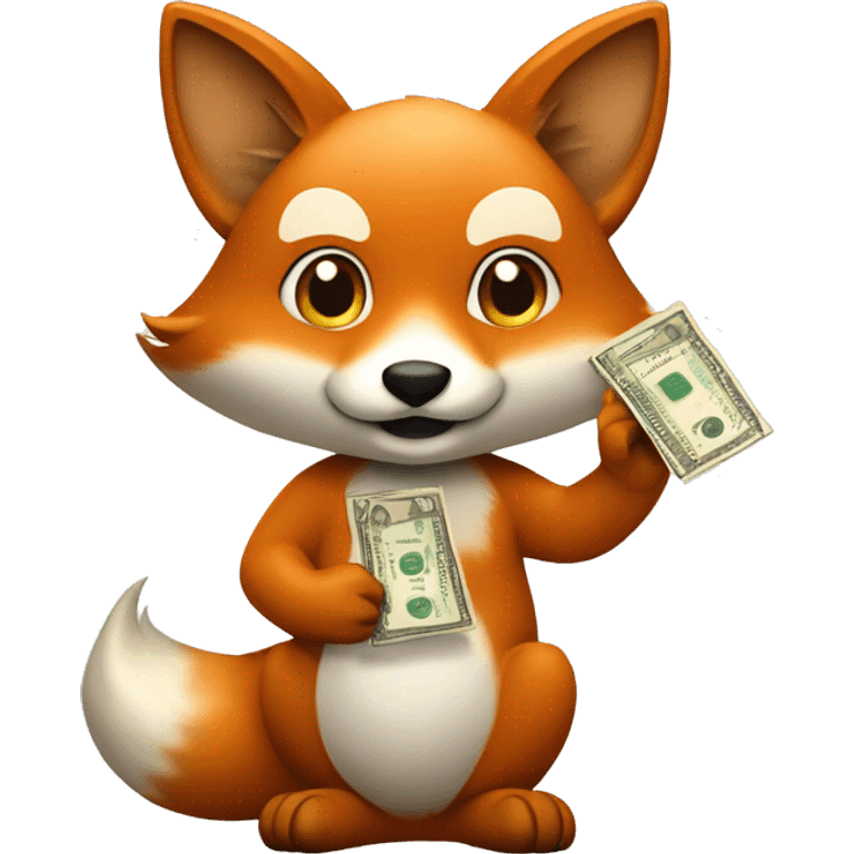 Cute-Fox-with-Money-in-right-hand-and-phone-in-left-hand emoji