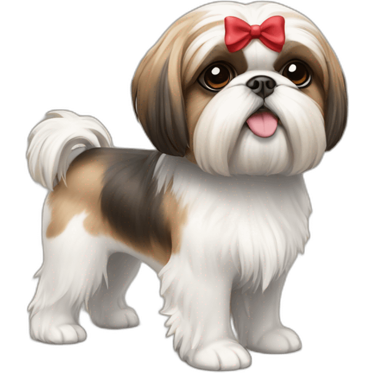 Dog Shih Tzu with a bow on head full-body emoji