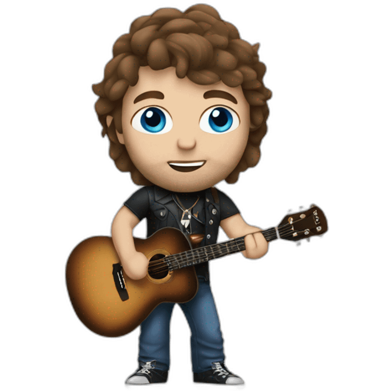 rock star white man with a guitar and brown hair and blue eyes and tattoos emoji