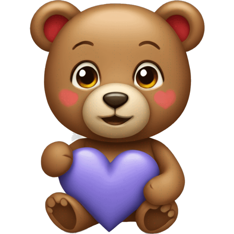 Teddy bear holding a heart emoji