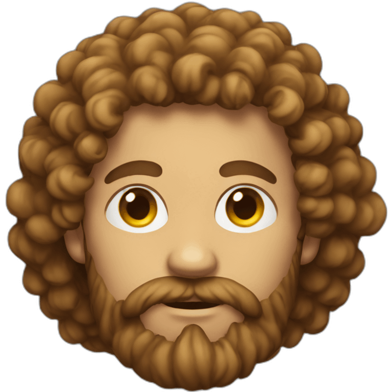 a man with intense beard and forehead covered with curly hair emoji