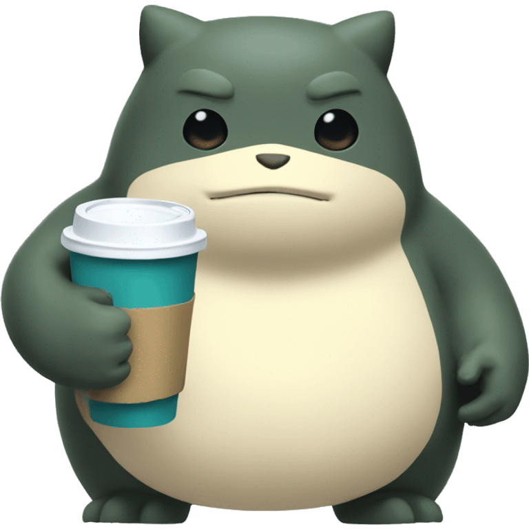 Snorlax holding a double styrofoam cup emoji