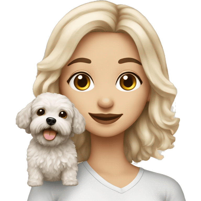 Girl with dog maltipoo  emoji