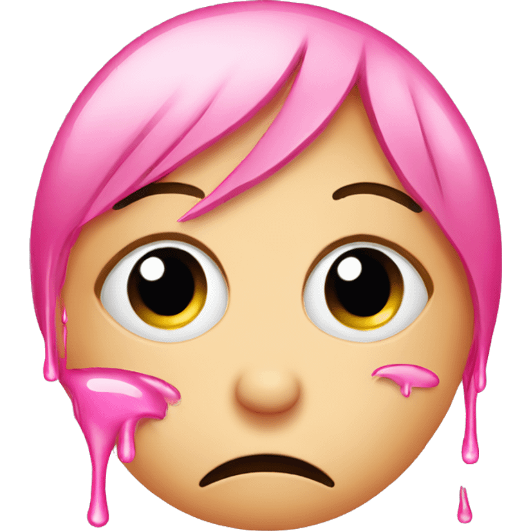 crying emoji face with pink tears coming only from eyes emoji