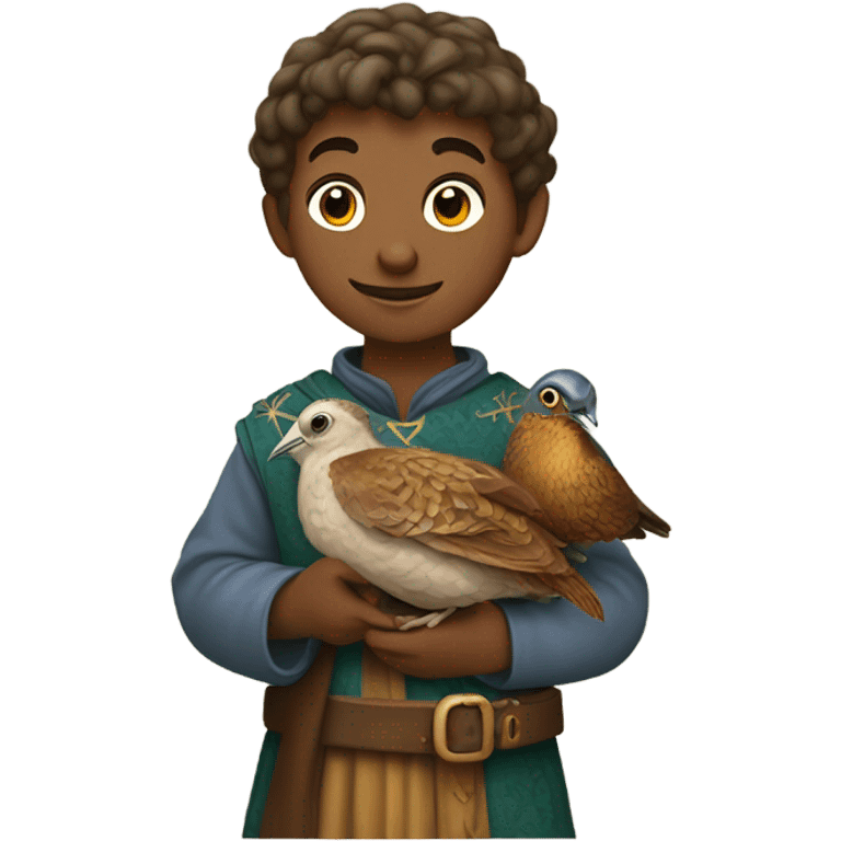 medieval boy with a quail emoji