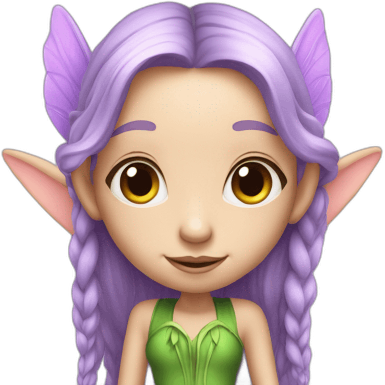 cute lilac elf fairy with long hair emoji