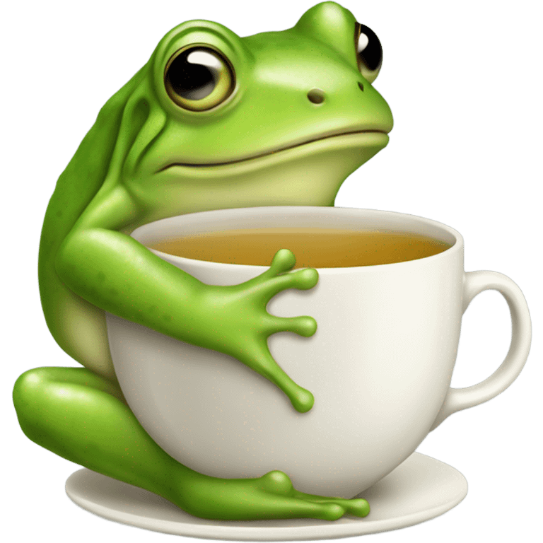 Frog sipping tea emoji