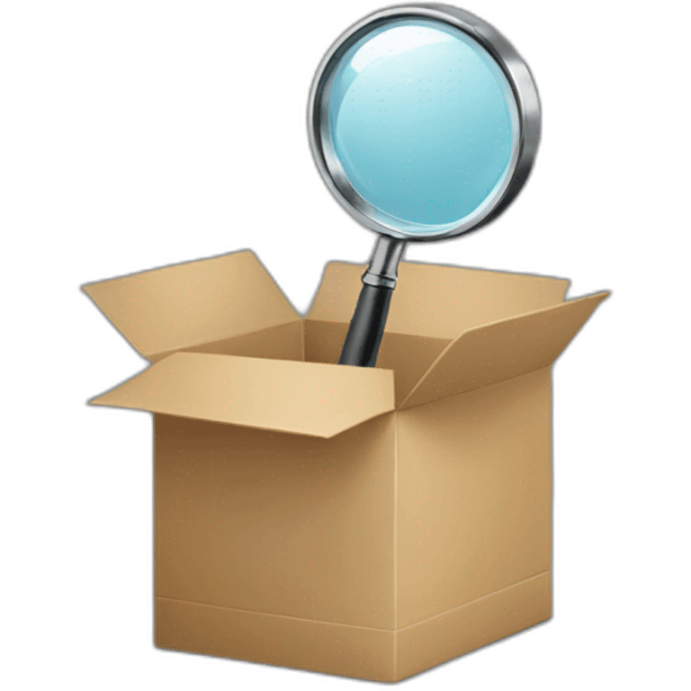 a magnifying glass in front of an empty box emoji