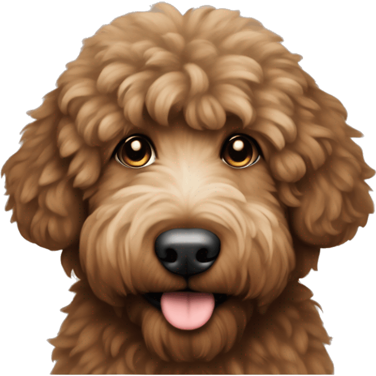 Brown fluffy labordoodle with halo emoji