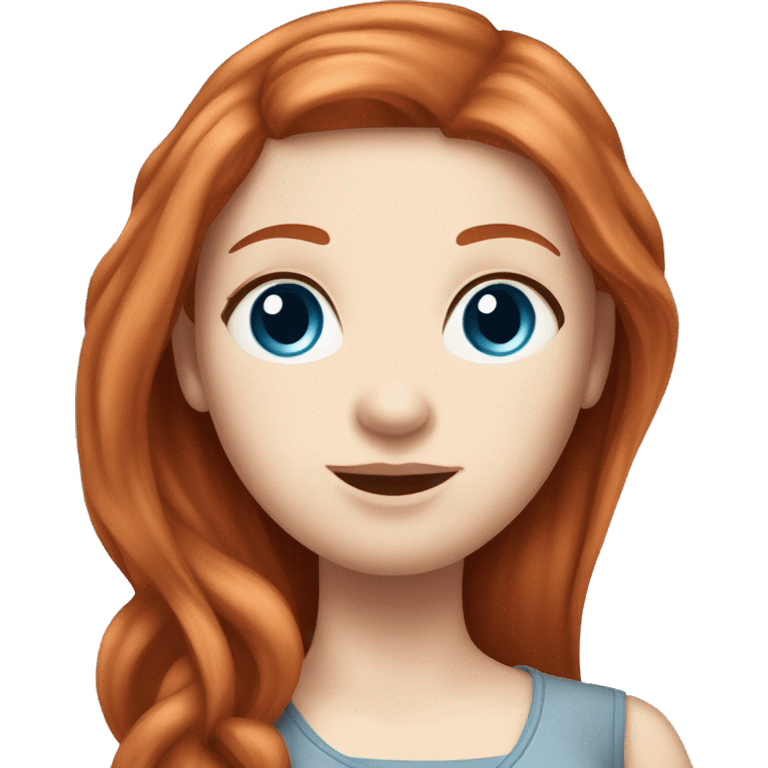 Pregnant redhead with long straight hair, blue eyes and pale skin emoji