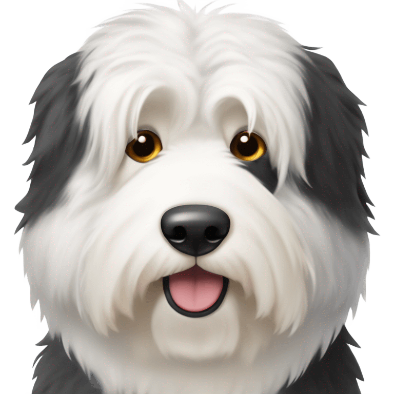 Old English sheepdog with a face that’s half black and half white emoji