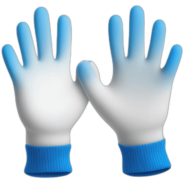 Deux gants blancs souriants, il y a dessiné en bleu un signe mystérieux maçonnique bleu de deux équerres inversées.  emoji