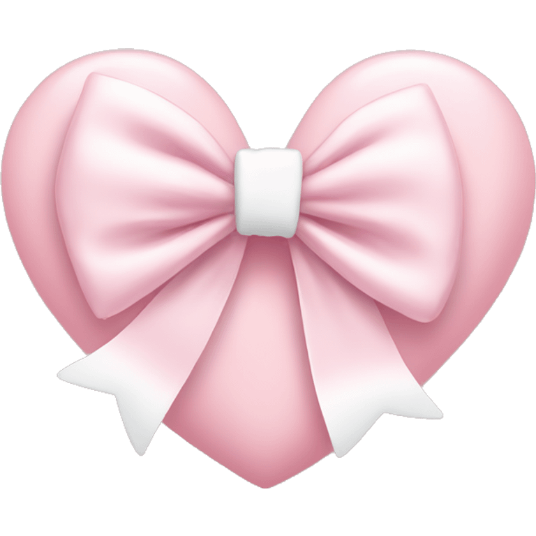 baby pink heart with a white bow tied around it emoji