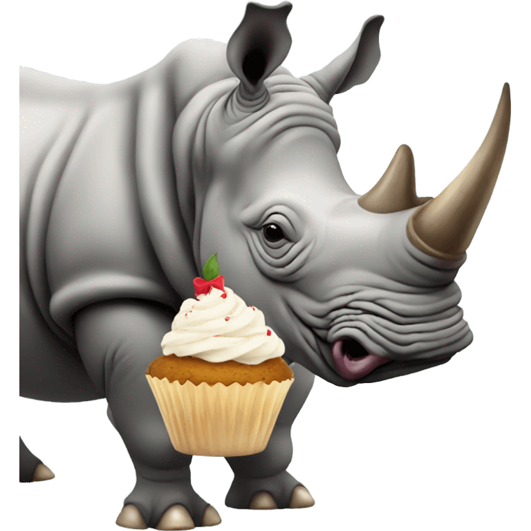 Rhino eating a cupcake emoji