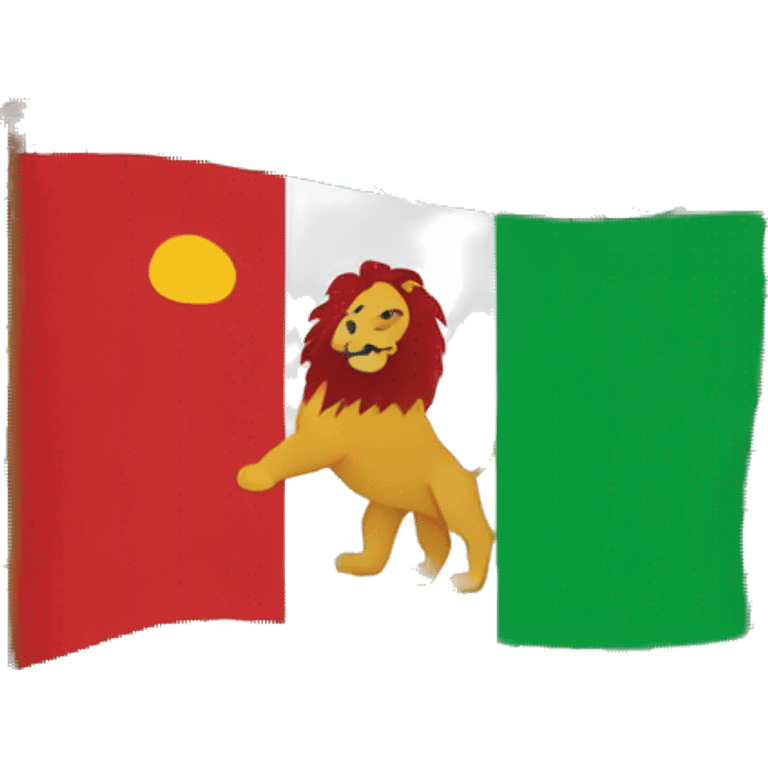 A flag from up to down: green, white, red. And there is a lion and sun in the middle of flag emoji