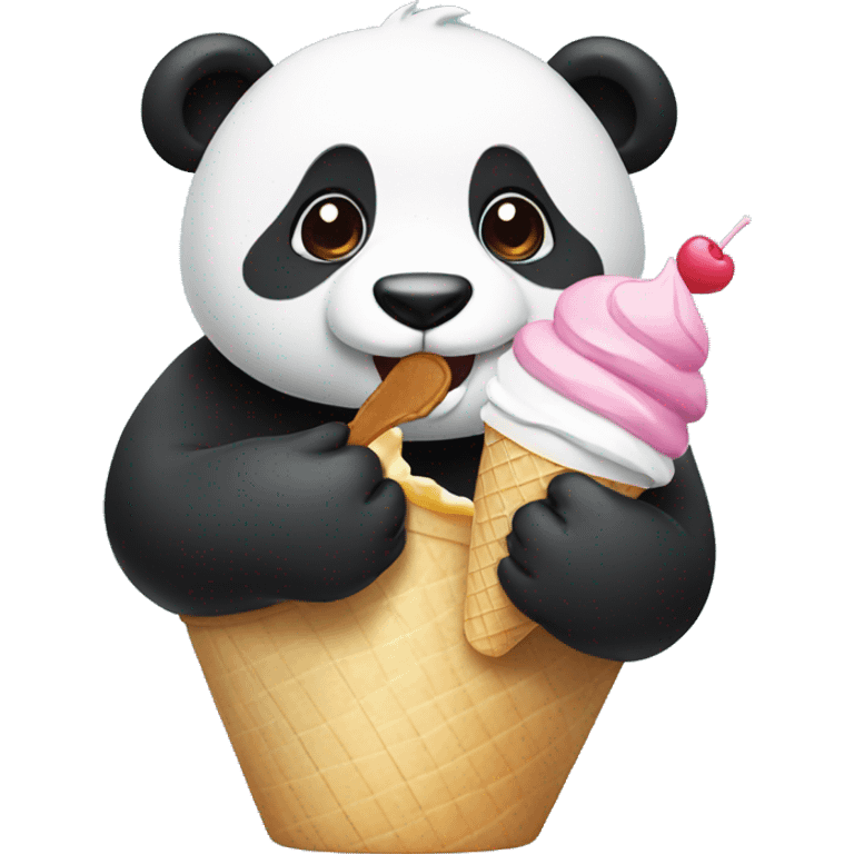 Panda eating ice cream emoji