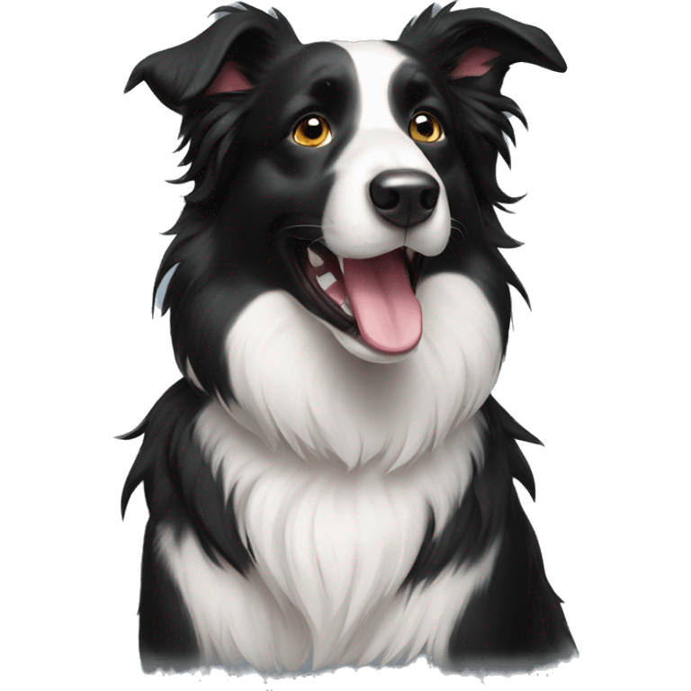 Black smiling border collie emoji