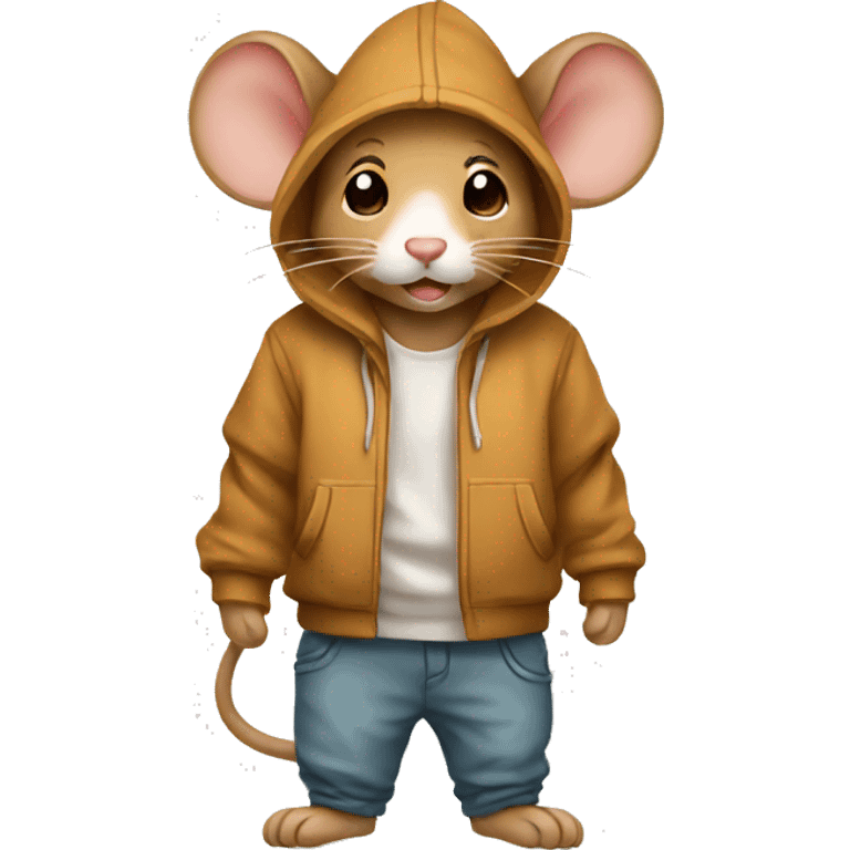 Light brown mouse wearing hoodie emoji