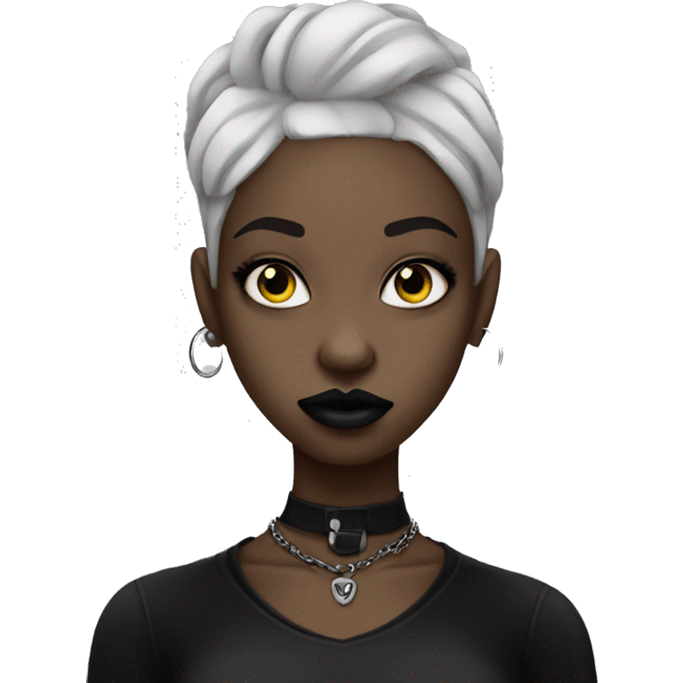 goth black girl with lip piercing emoji